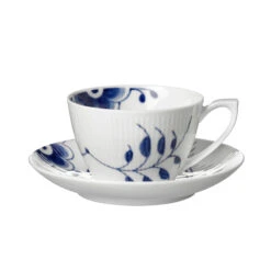 Royal Copenhagen Blå Mega Riflet Kop Og Underkop