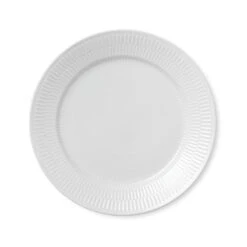 Royal Copenhagen Hvid Riflet Tallerken 27 Cm