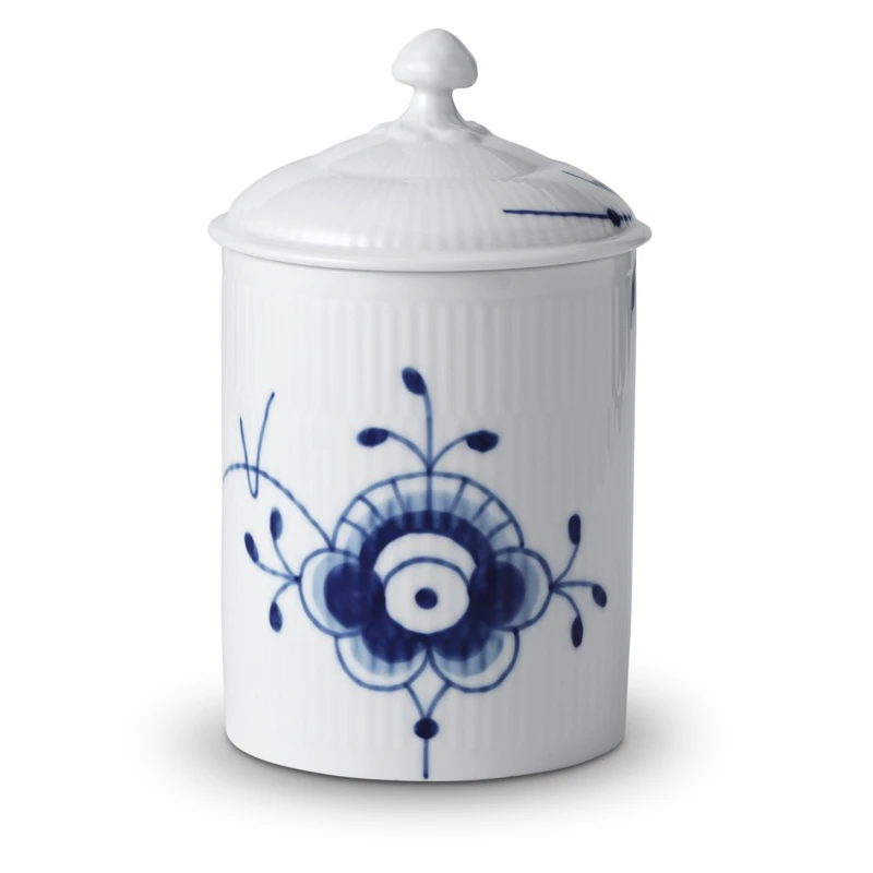 Royal Copenhagen Blå Mega Riflet Krukke Med Låg 16 Cm