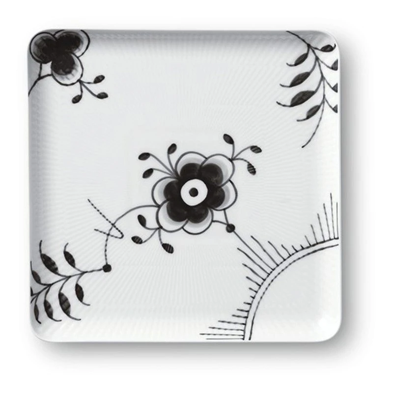 Royal Copenhagen Sort Mega Riflet Firkantet Tallerken 20 Cm