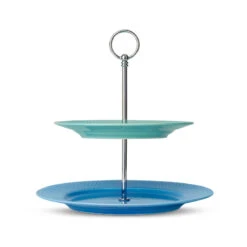 Lyngby Porcelæn Rhombe Color Etagere Blå/Grøn 27 Cm