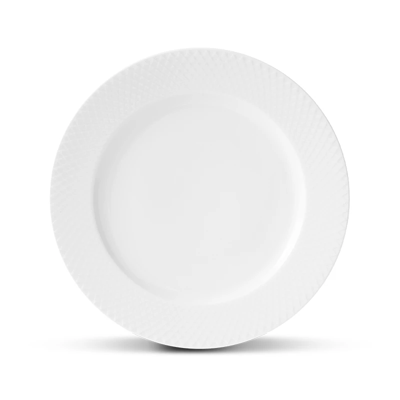 Lyngby Porcelæn Rhombe Flad Tallerken Hvid 27 Cm