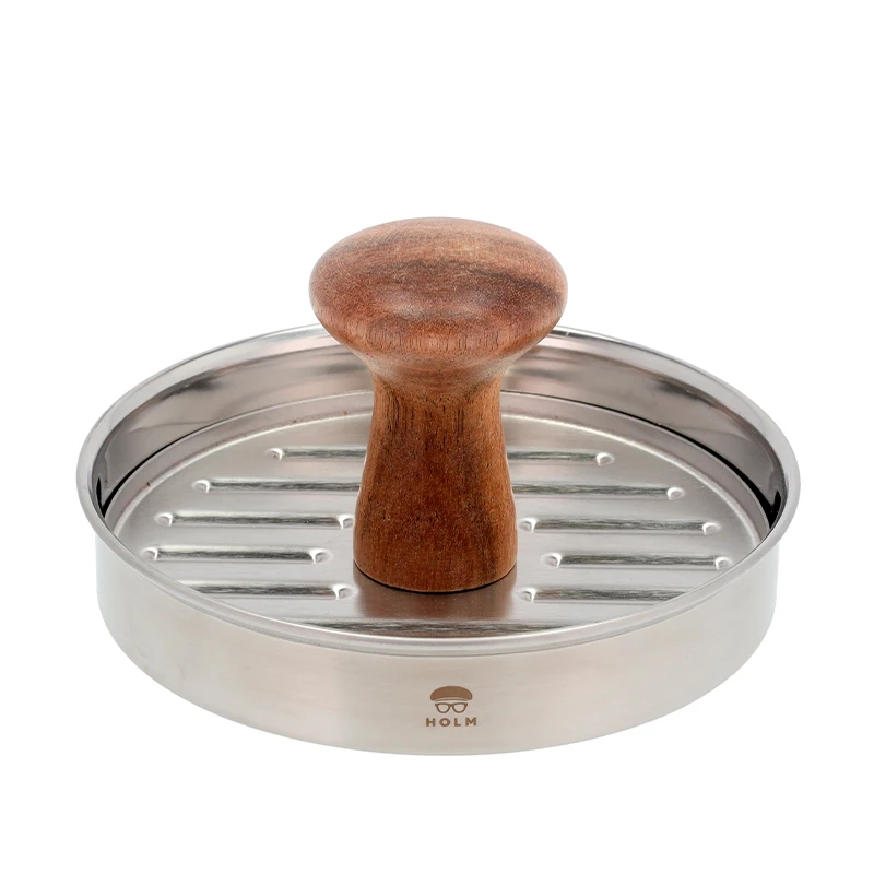Holm Burgerpresser Stål/akacie 13 X 6 Cm