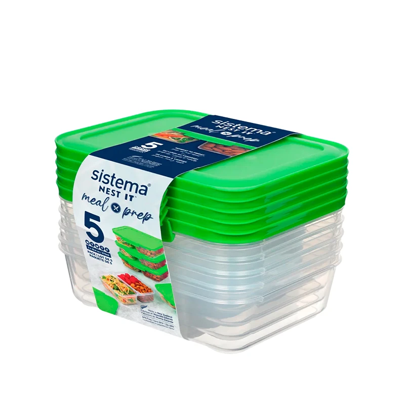 Sistema Nest It Meal Prep Opbevaringsbokse Grøn 5 Stk.